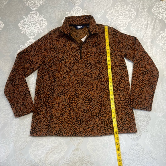 Lands End Fleece Quarter Zip Pullover Cheetah Print Size Medium 10-12 - Picture 5 of 9